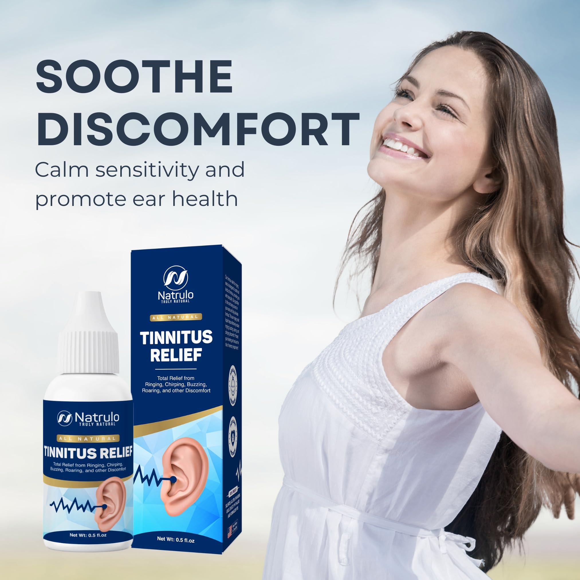 Natrulo Tinnitus Relief for Ringing Ears Natural Ear Ringing Drops for Tinnitus Treatment Sooth Discomfort, Reduce Ear Noise Ear Cleaner Ear Wax Removal Drops Improve Hearing & Ear Health, Made in USA