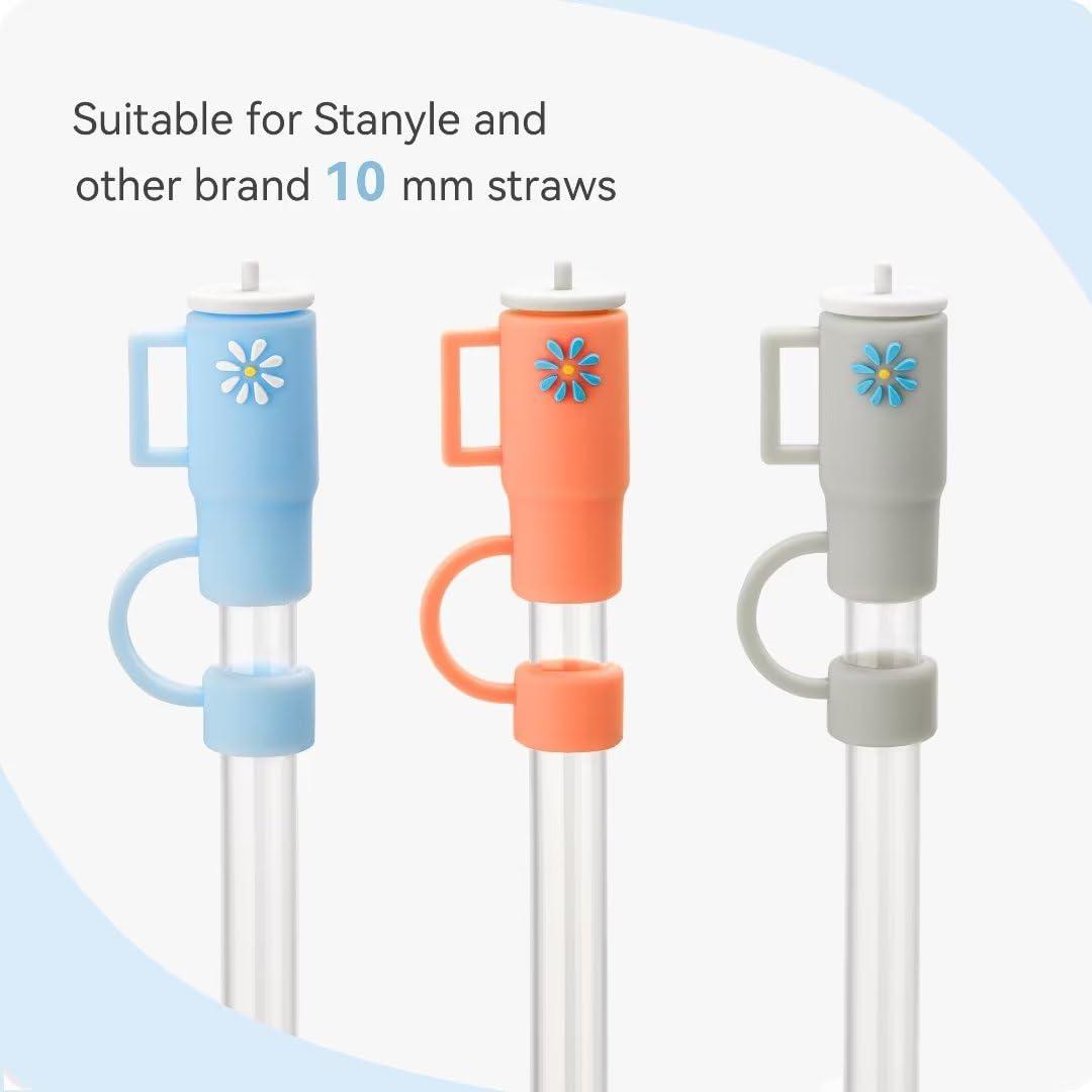 Prurex Prurex Straw Toppers Compatible with 30&40 Oz Tumbler with Handle, Silicone Straw Cover Cap for Stanley Cup, Reusable Straw Covers for 10mm 0.4\"Straws(6 pcs 3 Colors)