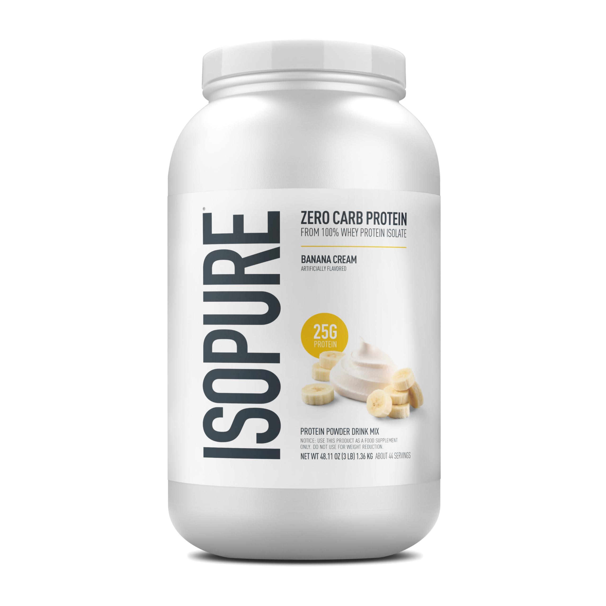 Isopure Isopure Zero Carb 100% Pure Whey Isolate Protein Powder, Lactose Free, Gluten Free, With Vitamins, Banana Cream, 25g Protein Per Serving, 3 Lbs, 44 Servings (Packaging May Vary)