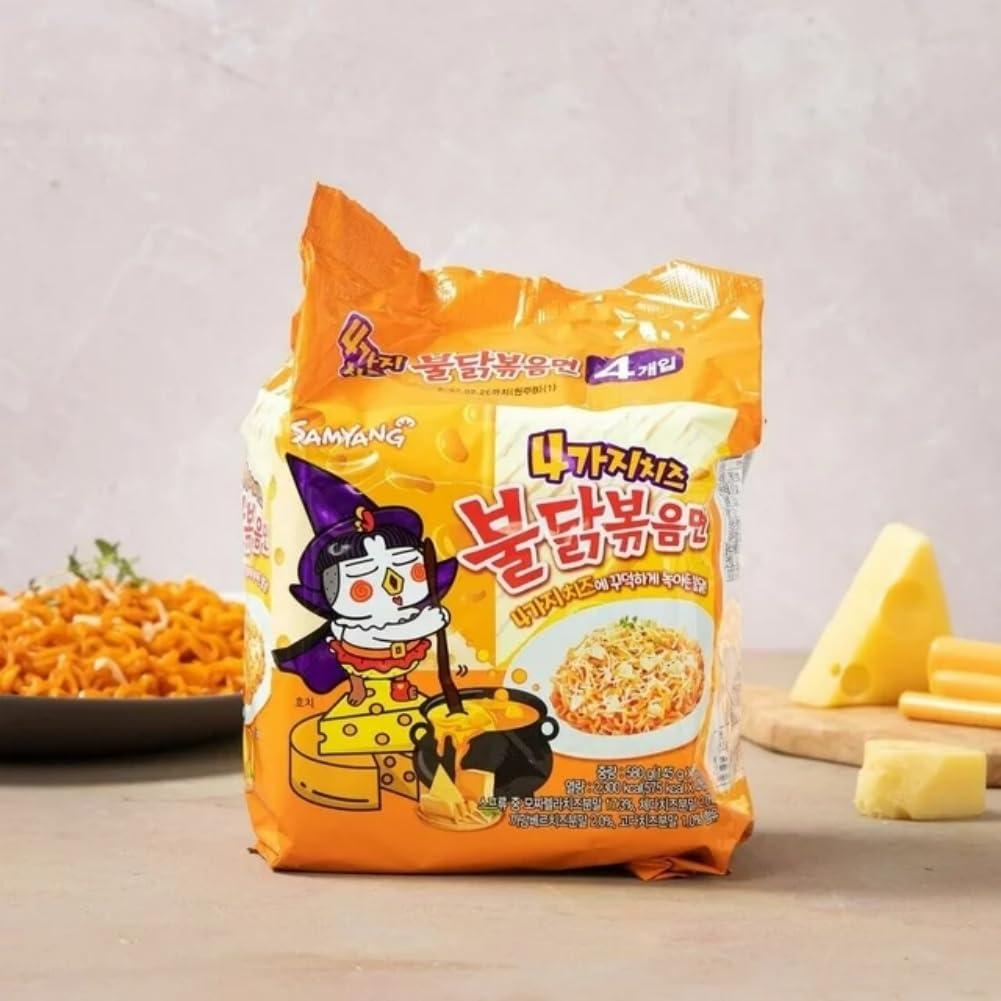 Samyang Samyang Buldak Spicy Ramen,Hot Chicken Ramen,Korean Stir-Fried Instant Noodle,Quattro Cheese Flavor,1 Bag with 5 Pack