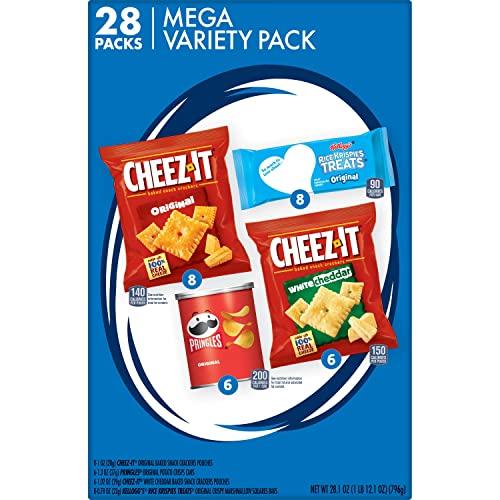 Cheez-It Kellogg's Mega Variety Pack, Lunch Snacks, Office and Kids Snacks, Variety Pack, 28.1oz Box (28 Packs)