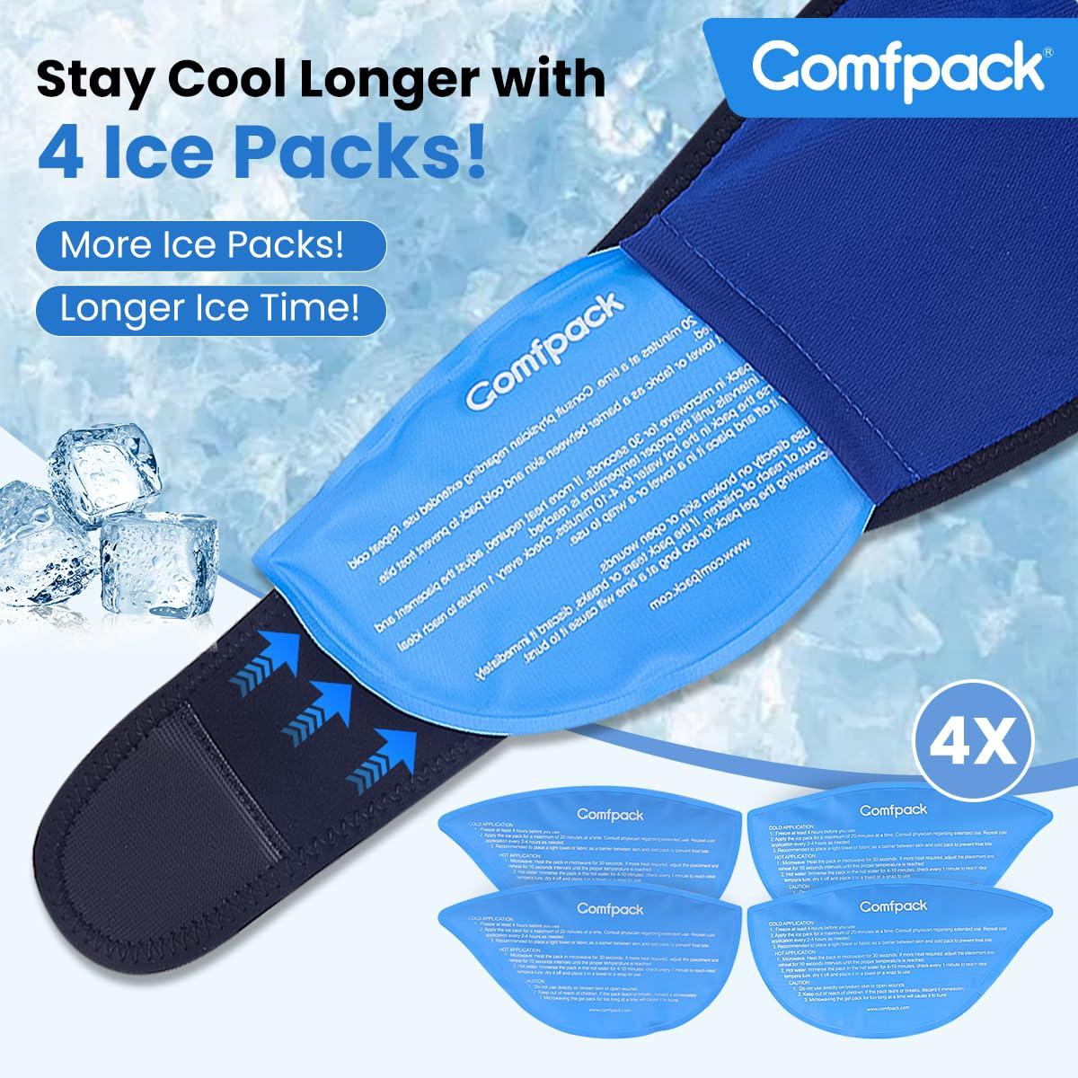 Comfpack Comfpack Wisdom Teeth Ice Pack Head Wrap, Large Face Ice Pack with 4 Reusable Hot Cold Gel Packs for TMJ Relief, Jaw Pain, Face Swelling, Oral Pain, Cosmetic Injection, Tonsillectomy