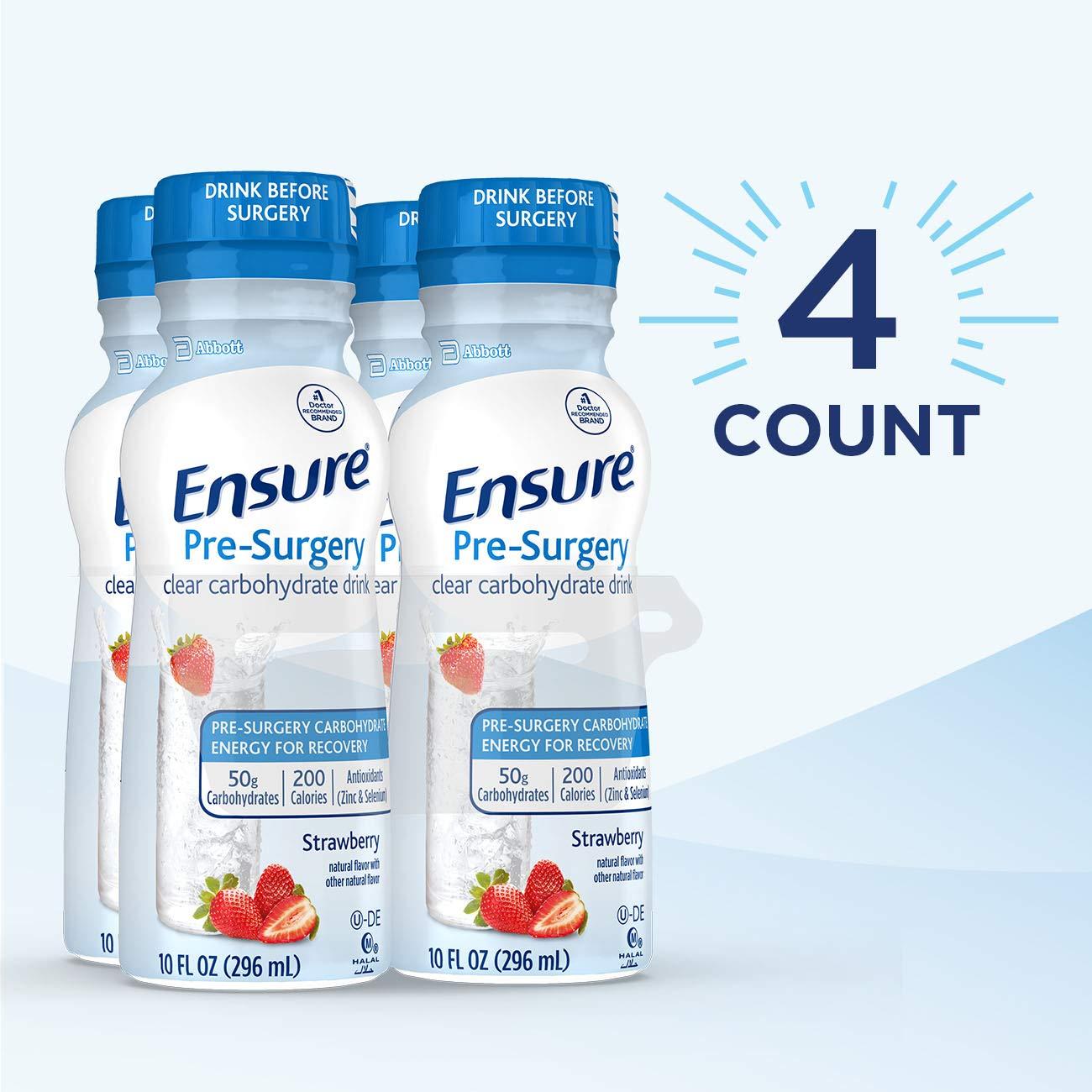 Ensure Surgery Ensure Pre-Surgery, Clear Carbohydrate Drink, Strawberry, 10 fl oz, 4 Count