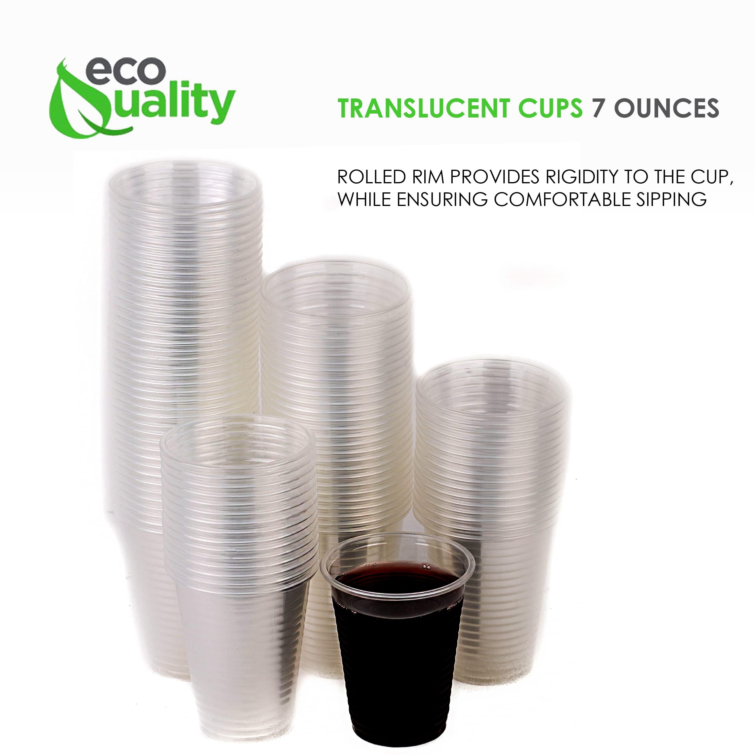 EcoQuality 7oz Translucent Plastic Cups - Disposable 7 ounce Cold Drink Party Cups - Cold Drink, Soda Cups, Party Cups, Water Cups, Drinking Cups for Home, Office, Events, Wedding, Parties and Takeout (2400)