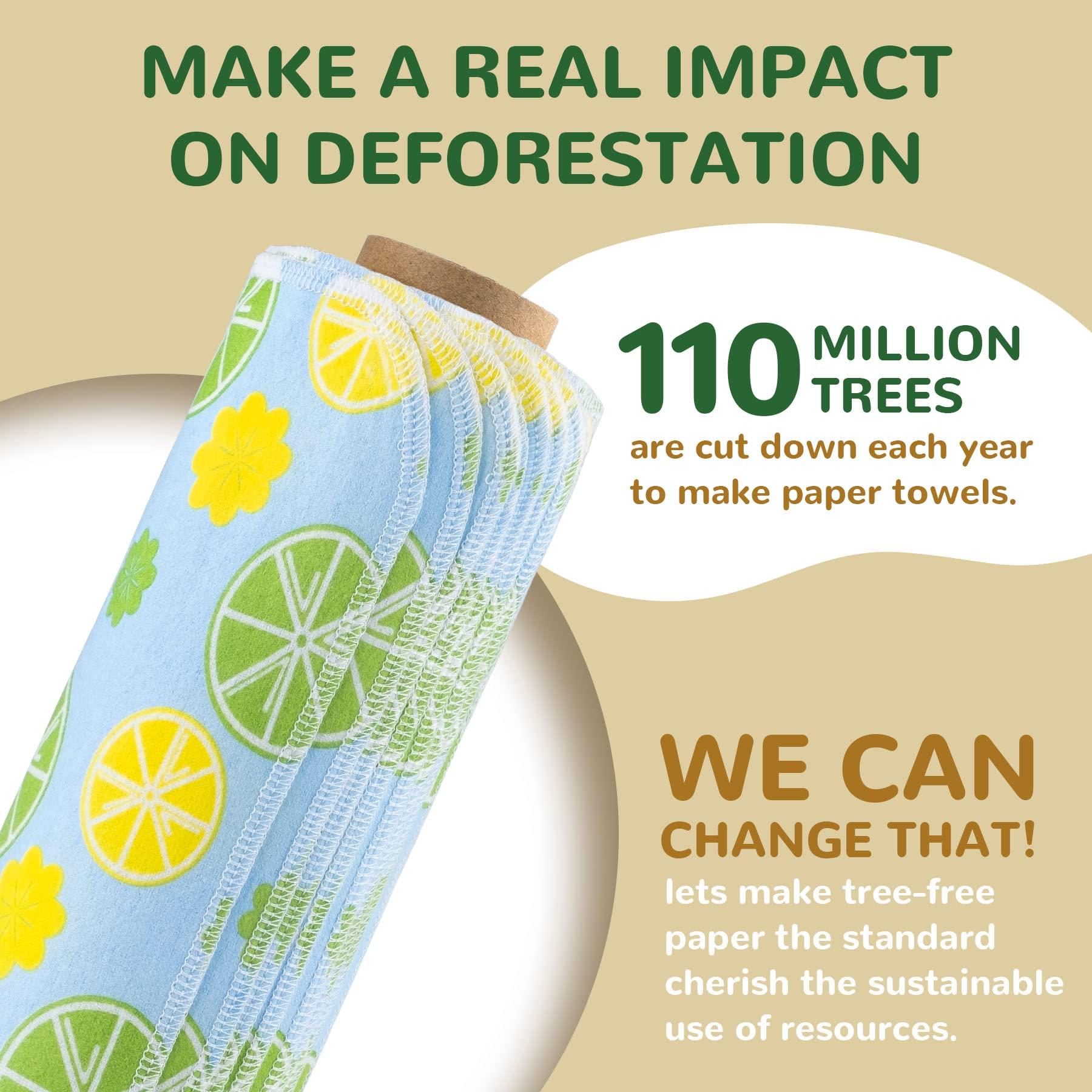 BOJUST BOJUST Reusable Paper Towels Washable Roll-12 Pieces Eco Cotton Paperless Paper Towels | Napkins Cloth Paper Towels for Kitchen | Zero Waste Products Alternative Paper Towel(Light Lemon, 12 Towels)