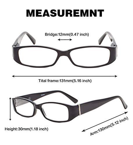 GUD GUD Reading Glasses Fashion 5-pack Rectangular Glasses Crystals Design Readers for Women +0.75