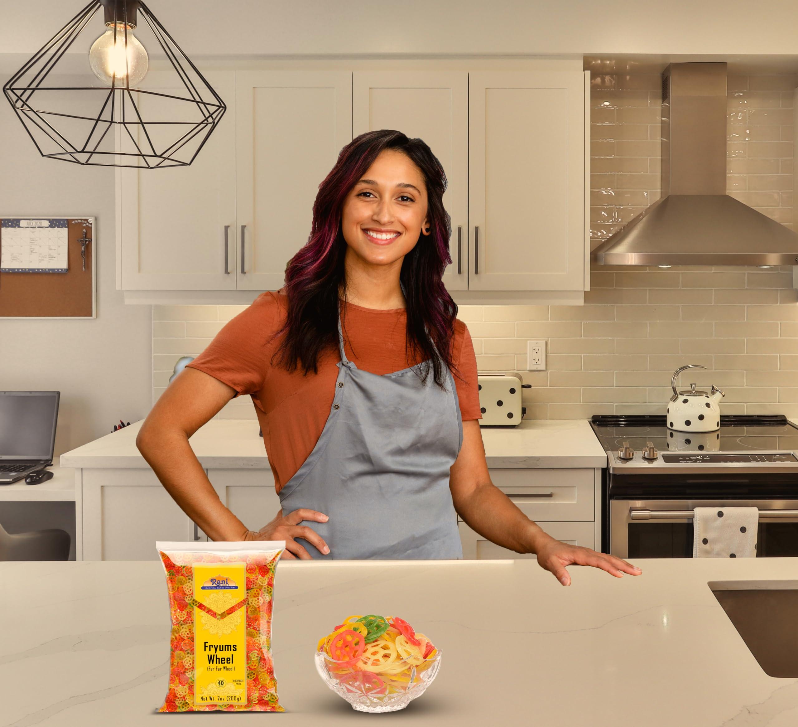 Rani Brand Authentic Indian Products Rani Far Far/Fryums (Wheat & Tapioca Pellet) Wheel Shape 7oz (200g) ~ Vegan, Kosher, Uncooked, Used to Make Papad, Bhungra/Chip Snack