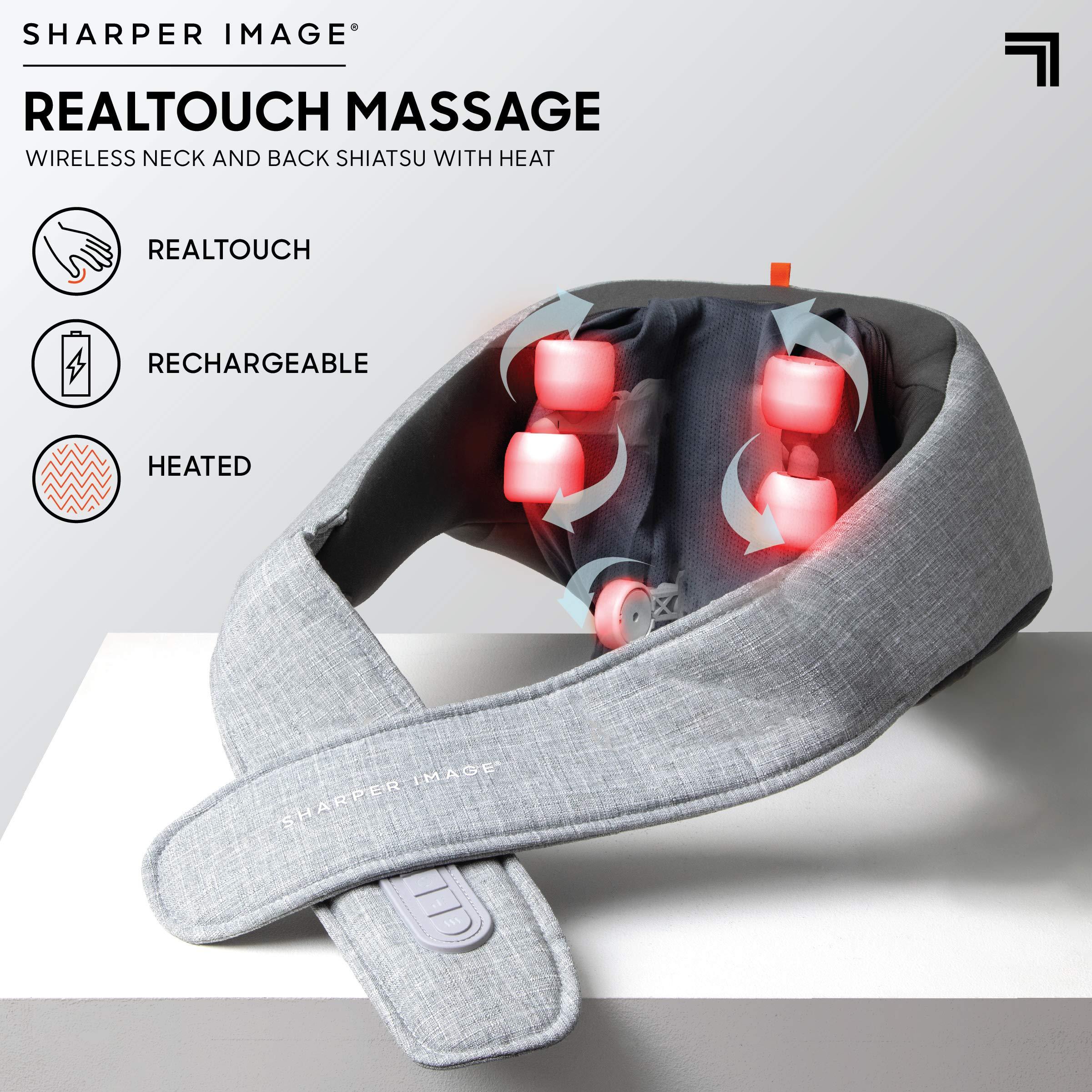 Sharper Image Sharper Image Realtouch Massager - Wireless Neck & Back Shiatsu Massage with Heat| Soothes Sore Muscles, Neck, Back, & Shoulders| Cordless & Rechargeable| Adjustable Intensity| Pain & Stress Relief
