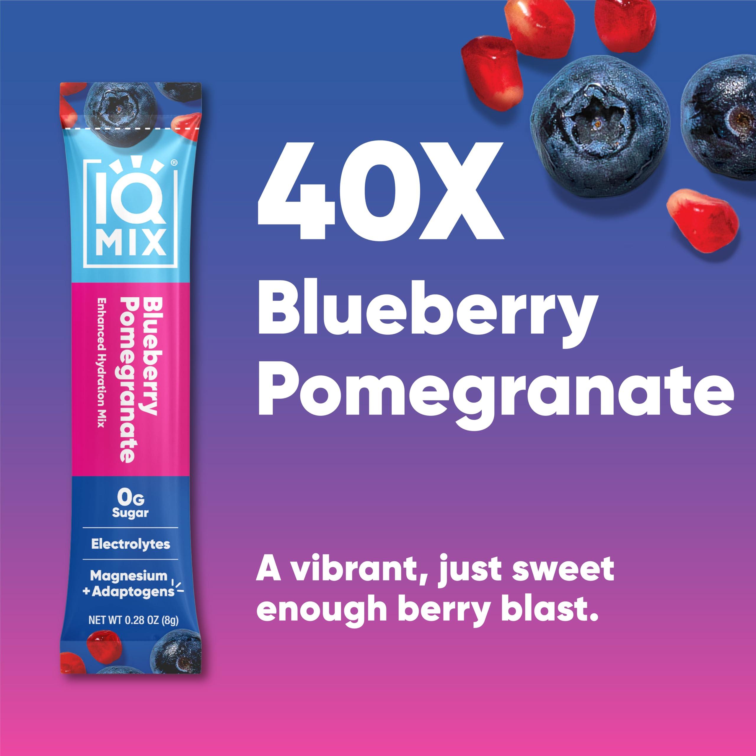 IQBAR IQMIX Sugar Free Electrolytes Powder Packets - Hydration Supplement Drink Mix with Keto Electrolytes, Lions Mane, Magnesium L-Threonate, and Potassium Citrate - Blueberry Pomegranate (40 Count)
