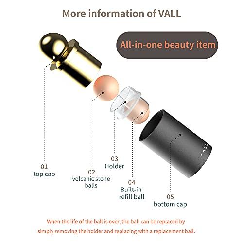 VALL VALL Oil-Absorbing Volcanic Face Roller, Face Oil Remover, Face Massage, Reusable Face Oil Absorbing Skincare Tool [ Volcanic Stone Ball ] - Blue