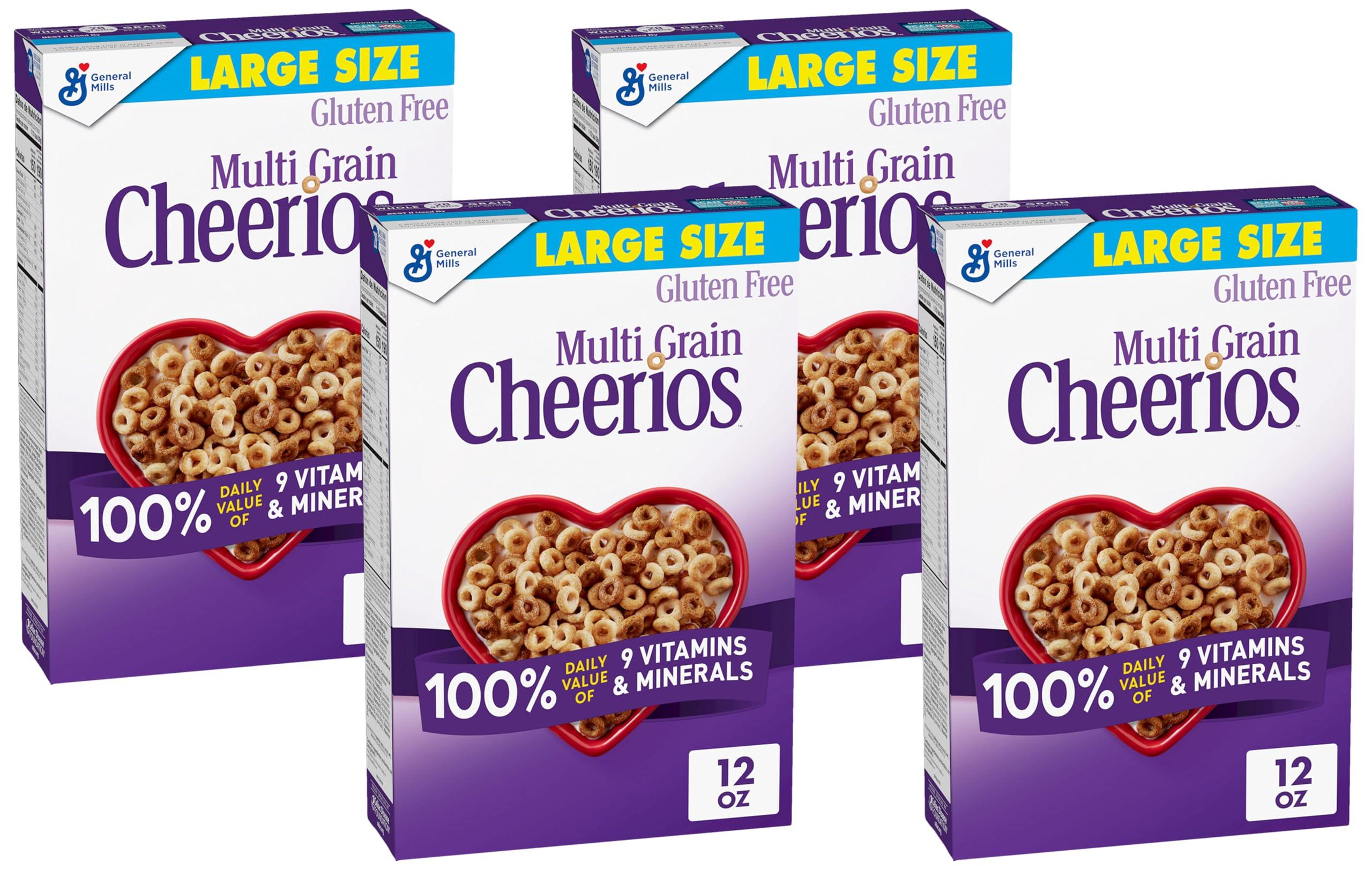 Cheerios Cheerios Multi Grain Cheerios Heart Healthy Cereal, Large Size Cereal Box, 12 Oz(Pack of 4)