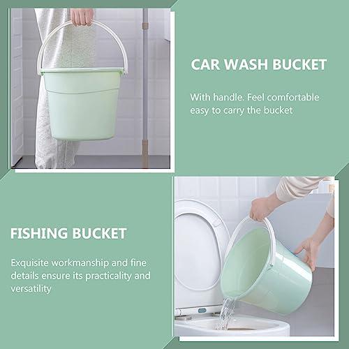 Amosfun Amosfun Plastic Buckets Plastic Bucket with Handle Round Water Bucket Bath Bucket Water Container for Camping Travel Beach Summer Party Accessory Green Cleaning Bucket