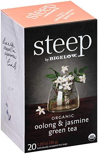 Bigelow Tea steep Organic Oolong with Jasmine Green 20 Count Box, Certified Organic, Gluten-Free, Kosher Tea in Foil-Wrapped Bags