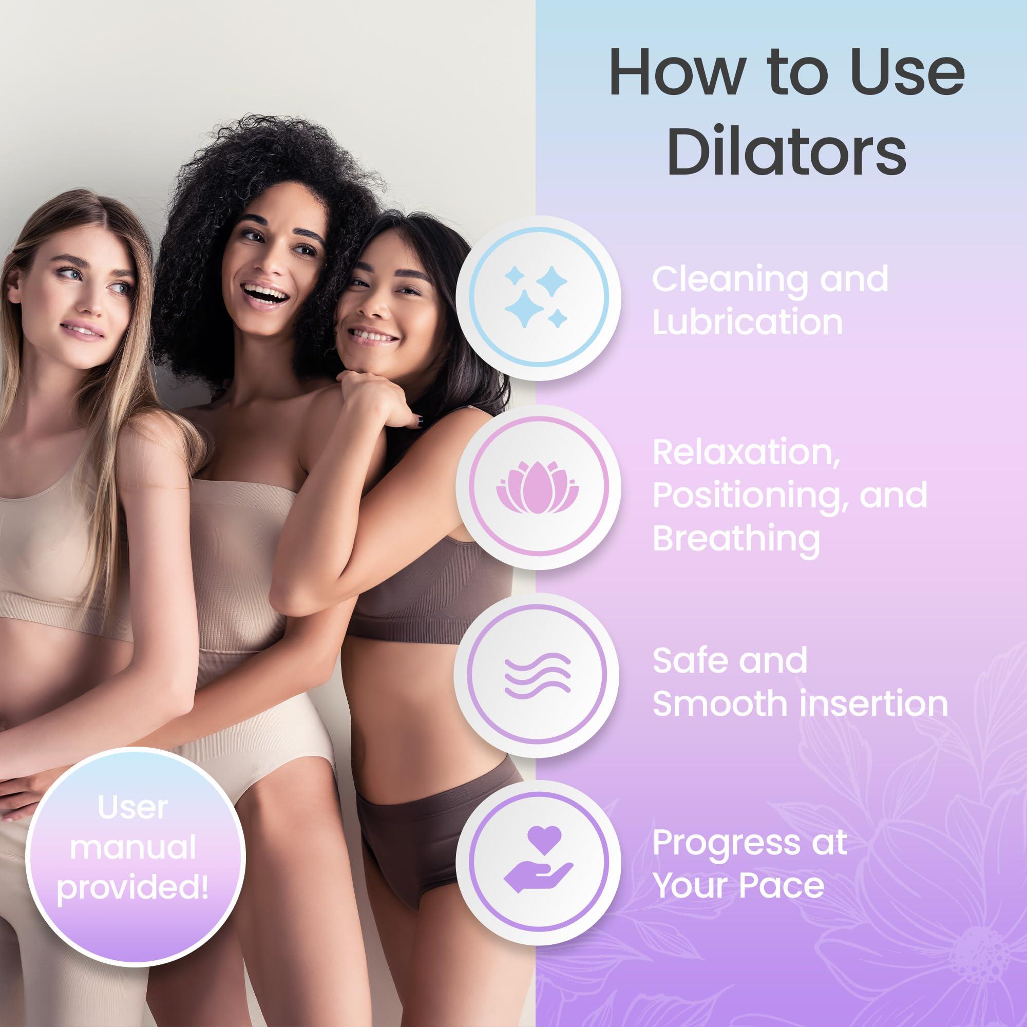 EcoBlossom Ecoblossom Silicone Dilator Set - The Most Comfortable Dilators for Women with Pain - Pelvic Floor Trainer, Stretcher, and Expander (Curved, Sizes 1-5)