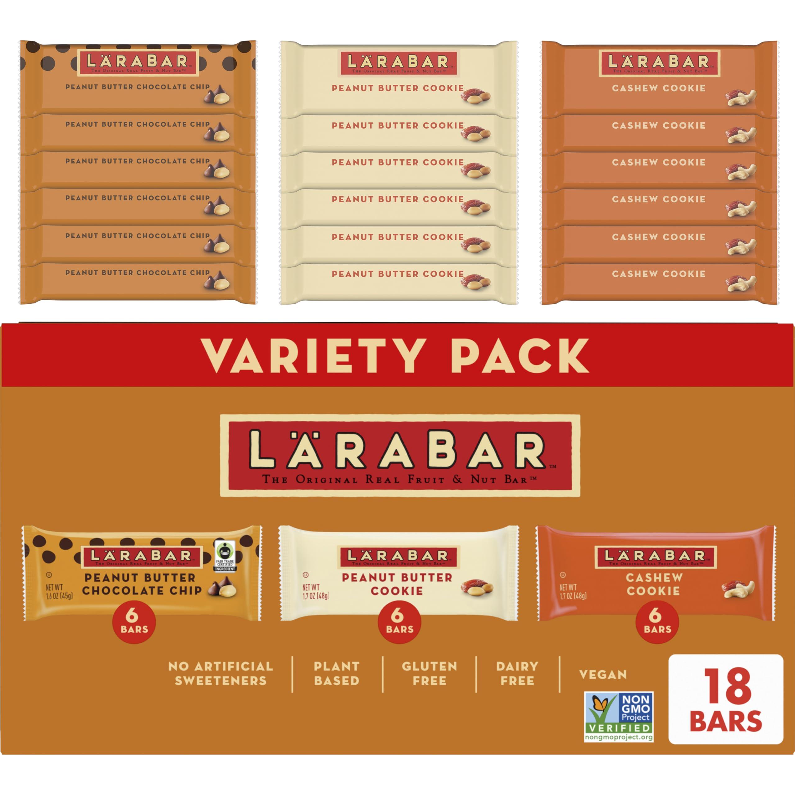 LRABAR Larabar Variety Pack, Gluten Free Vegan Fruit & Nut Bars, 18 Bars, 1 lb 14 oz