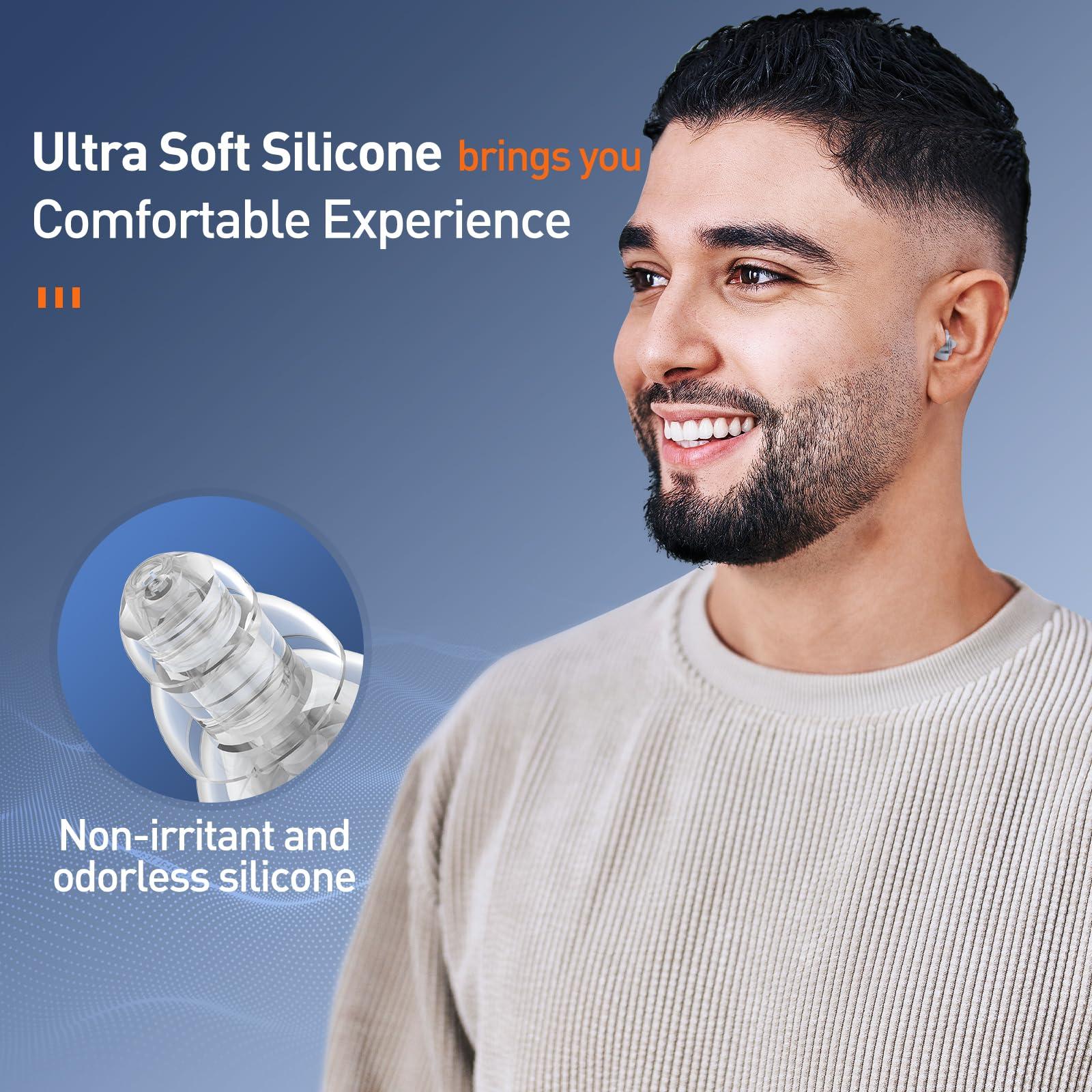 Reure Reure High Fidelity Concert Ear Plugs, Noise Cancelling Silicone Ear Plugs 2 Pairs Great for Concerts Loud Music, Musicians, Motorcycles, Airplanes, Raves, Hearing Protection -20 dB