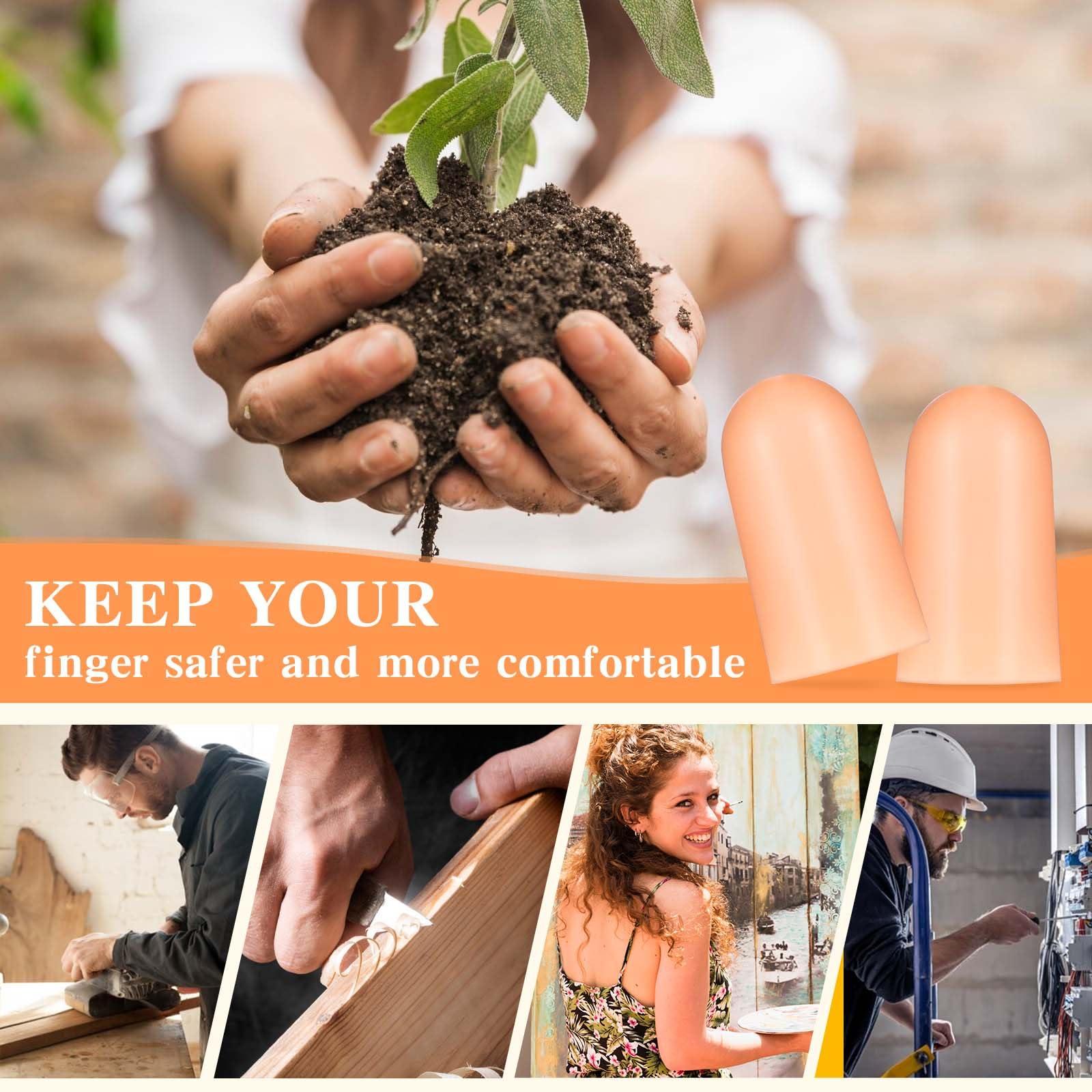 Qianyu Qianyu 8 PCS Gel Finger Protectors Skin Color Fingertip Bandages Covers Support Waterproof Finger Sleeves Cots Reusable Elastic Tips Guards Pain Relief for Cut Thumb Cracking Biting