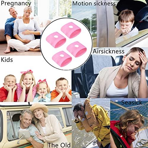 Zingso Zingso Anti Nausea Travel Sickness Wristbands, 2 Pairs Motion Sickness Bands for Kids & Adults Natural Acupressure Nausea Relief Wristbands for Car Sea Flying Trip (Pink+Pink)