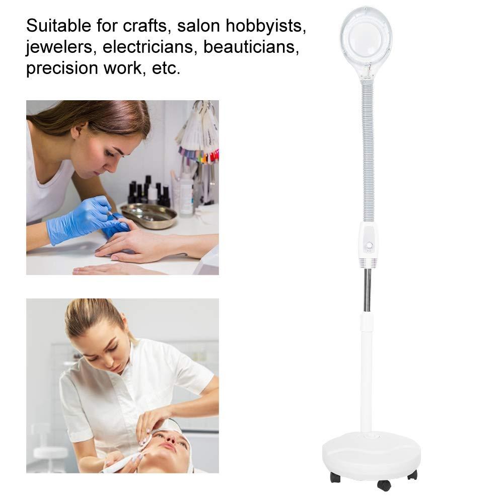 Qkiss Magnifier Floor Stand Lamp, LED Magnifying Lens, LED Magnifying Lamp, 3X Magnifying LED Light,Adjustable Height Stand for Beauty Makeup Detailed Care & Illumination(US)