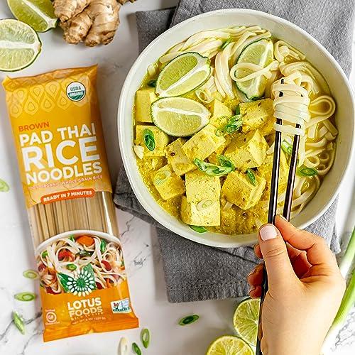 Lotus Foods Lotus Foods Organic Brown Rice Pad Thai Rice Noodles - Gluten Free Pad Thai, Heirloom Rice Noodles, Authentic Asian Noodles, Rice Noodles Thailand, USDA Organic, Non GMO - 8 Oz (Pack of 8)