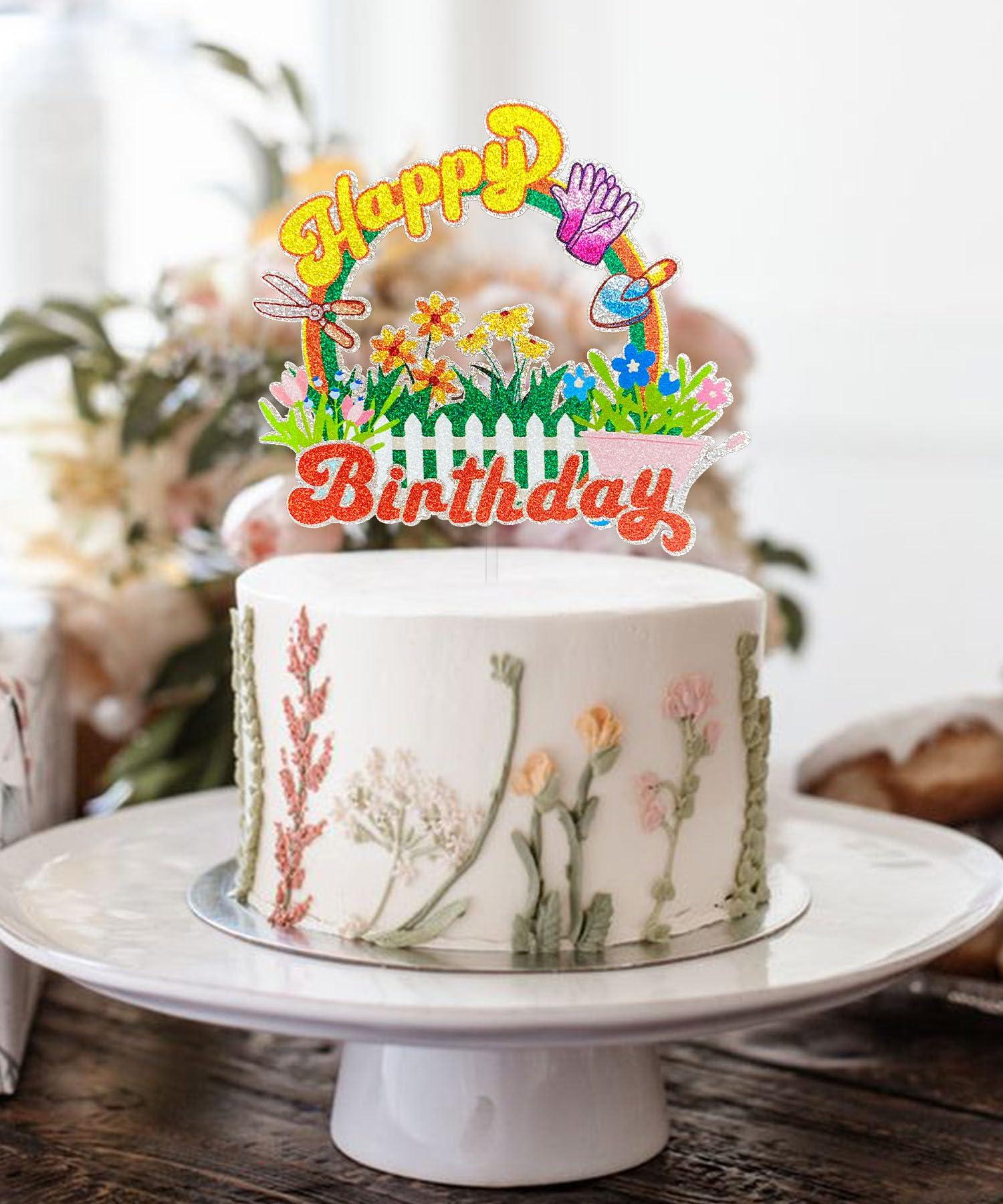 Festus Festus Gardening Cake Topper, Gardener Party Supplies, Gardening Theme Birthday Party Decoration, Plant Lady Cake Topper, Plant Mom Birthday Favor, Garden Party Supplies