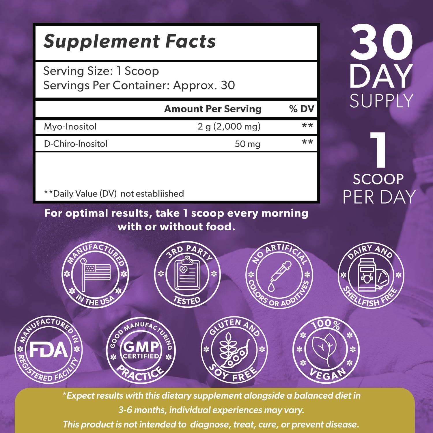 Intimate Rose Intimate Rose Inositol Supplement for Women Powder - Myo-inositol & D-Chiro Inositol - Hormonal Balance & Healthy Ovarian Function Support for Women - Ideal 40:1 Ratio - Made in USA