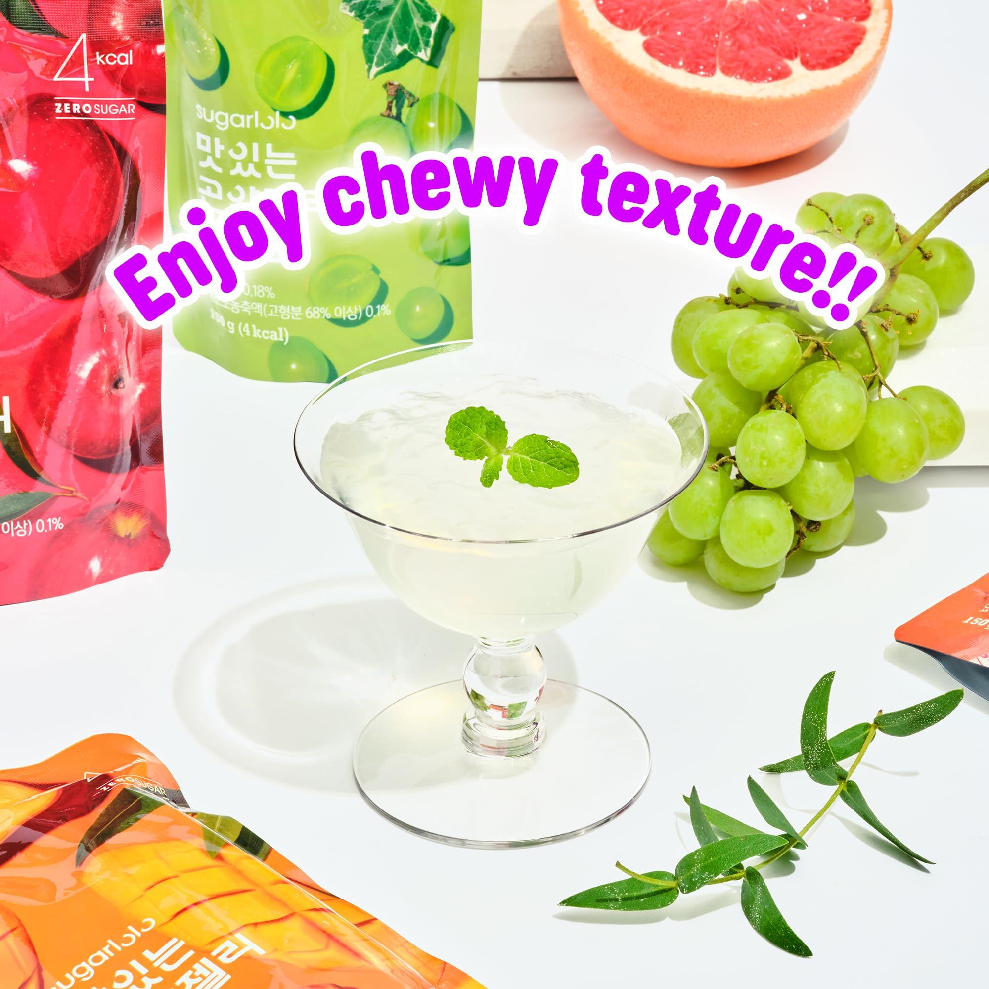 Sugarlolo Sugarlolo Konjac Sweet Green Grape Jelly Snack - 5.29 Oz (150g) | 10 Pack | Only 4 Calories per Pouch | Vegan Jello with Zero Sugar | Low Calorie Korean Snacks | Stocking Stuffers White Elephant Gift