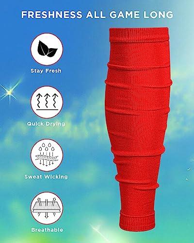 Exxact Sports Exxact Sports Leg Sleeves for Men Football Calf Compression Sleeve, Calf Sleeves for Men & Boys, Football Leg Sleeve (1 Pair) (Adult, Red)