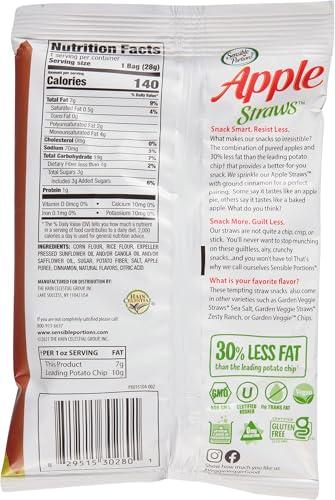 Sensible Portions Sensible Portions Garden Veggie Snacks - Veggie Straws, Snack Size Variety Pack, Sea Salt, Ranch, Cheddar, Apple Cinnamon, 1 Oz (Pack of 24)