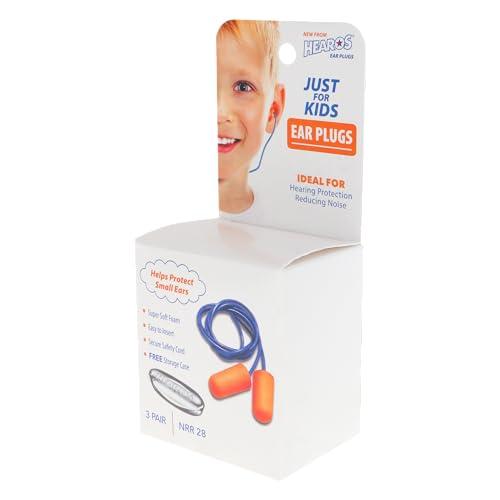 Hearos HEAROS Just for Kids Foam Ear Plugs, X-Small, Corded Hearing Protection, NRR 28, 3 Pairs
