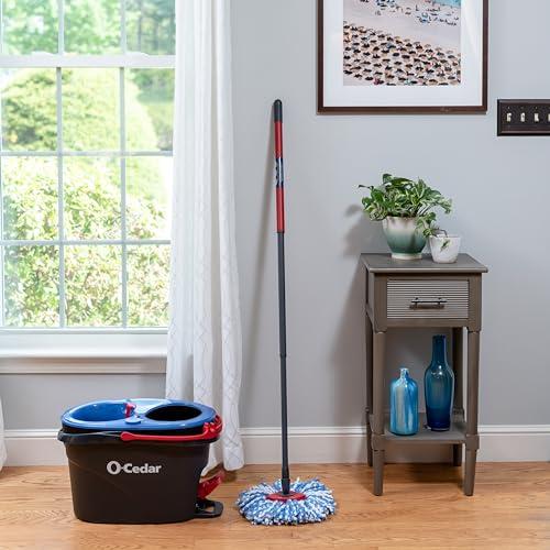 O-Cedar O-Cedar RinseClean Spin Mop & Bucket System + 2 Extra Mop Heads| Clean with Clean Water | Removes 99% of Bacteria