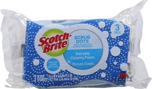 Scotch-Brite Scotch-Brite Scrub Dots Non-Scratch Scrub Sponge, Rinses Clean, for Washing Dishes and Cleaning Kitchen, 3 Scrub Sponges (Pack of 2)