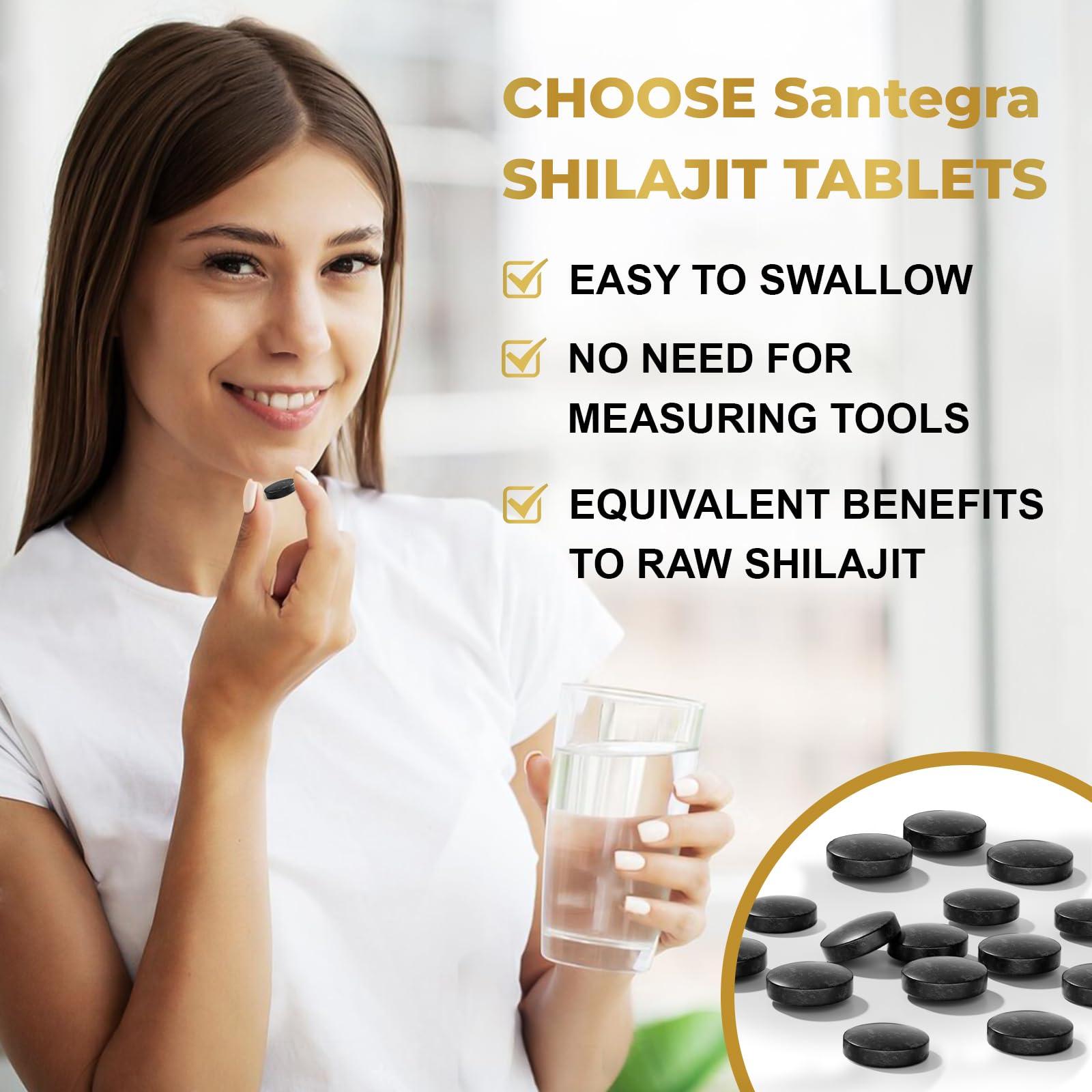 Santegra 30,000 MG Shilajit Tablets, 100% Shilajit Pure Tablets 60 Counts - Shilajit Himalayan Organic Rich in Fulvic Acid & 85+ Trace Minerals, Shilajit Resin Supplement for Energy & Immune System