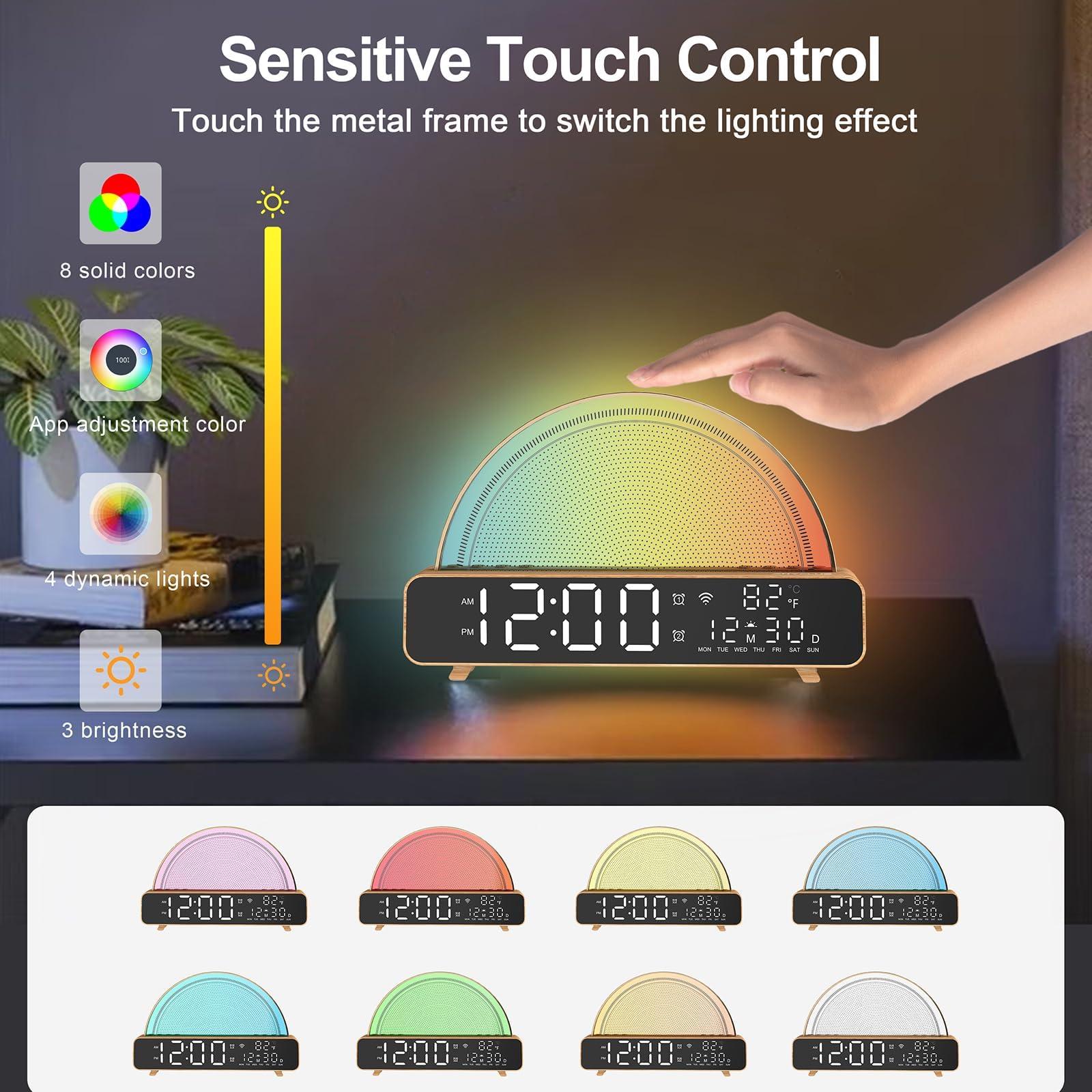 ANYPLUS ANYPLUS White Noise Sound Machine, Sunrise Alarm Clock APP/AI Voice Control Work for Bedroom, Sound Machine for Sleep with Touch Night Light, Sleep Aid, Snooze Timer, Dual Alarms, Sunrise Simulation