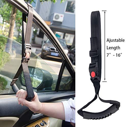ZipSeven ZipSeven Car Handle 1 Piece Portable Automotive Handle Assistance Mobility Aid Adjustable Auto Assist Grab Bar Vehicle Seat Transfer Handles Handicapped Accessories for Able Elder - Black