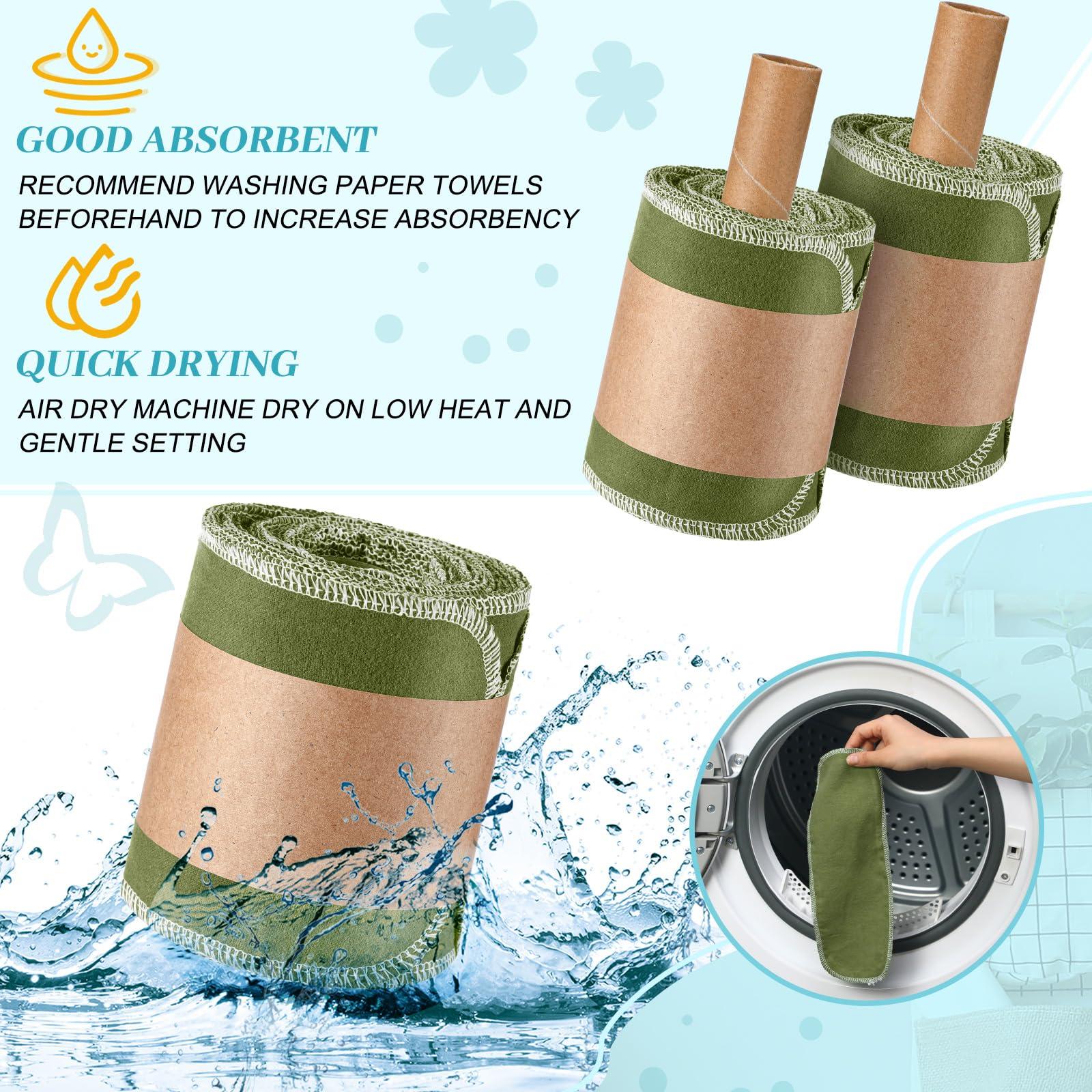FuWeave FuWeave 30 Pack Reusable Toilet Paper Towels Bidet Towels Reusable Washable Toilet Paper Bulk Paperless Towels Rolls Cotton Treadmill Family Cloth Wipes(Classic,Green)