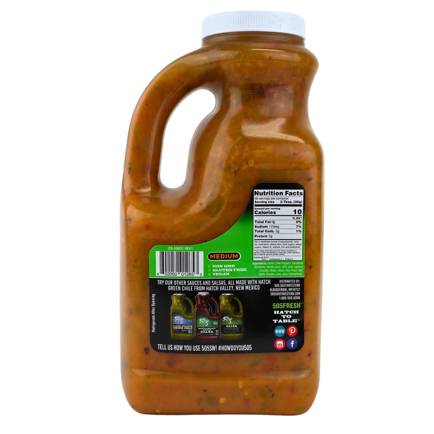 505 Southwestern 505 Southwestern Green Hatch Chile Foodservice 72 Ounce Bulk - Flame Roasted, Restaurant Salsa, Salsa Verde, and Green Chile Sauce (Green Chile Sauce (Medium))