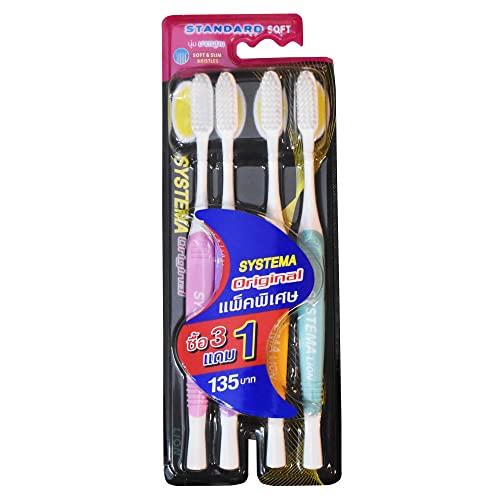 sawatde Systema Original Toothbrush Standard Soft & Slim Bristles Family Pack (Pack of 4)