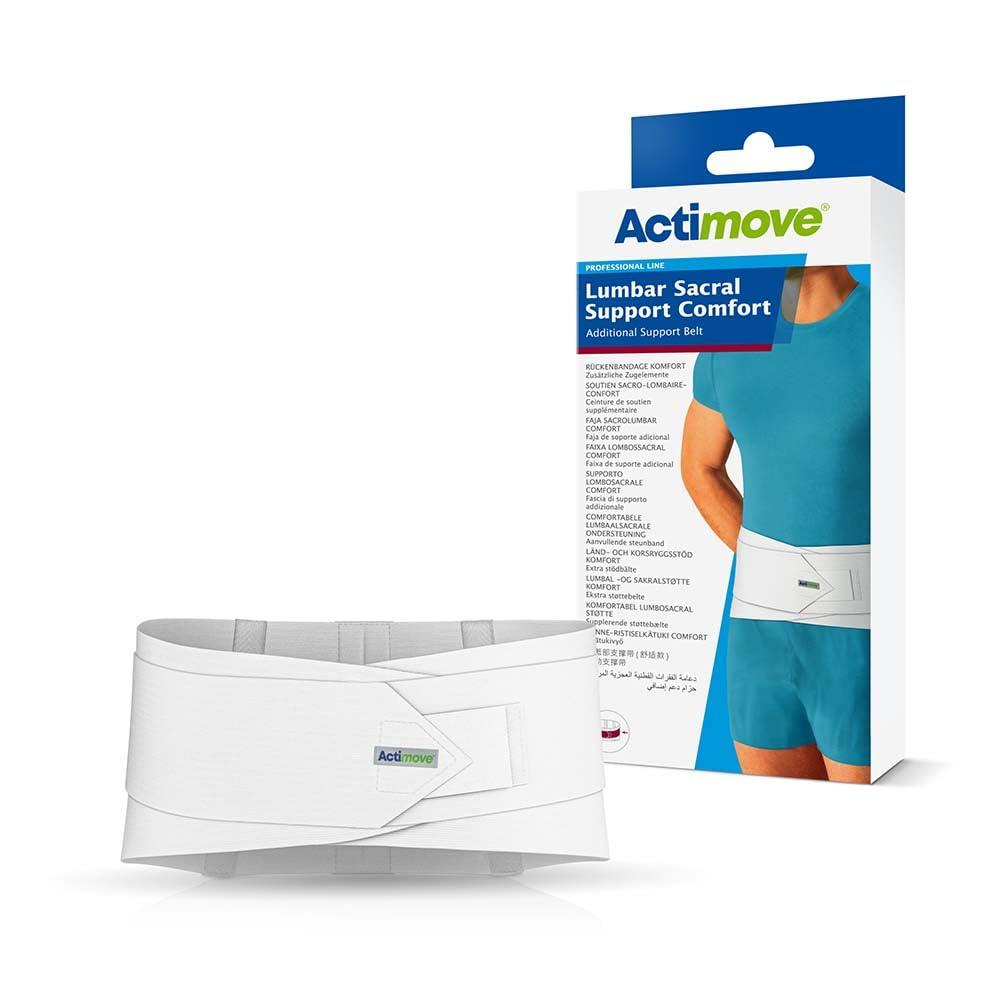 Actimove Actimove Professional Lumbar Sacral Support Comfort with Additional Support Belt 10\" | Lower Back Support Belt Sacral Support, for Post-Op Care, Herniated Disc, Scoliosis Back Pain Relief | White, Medium