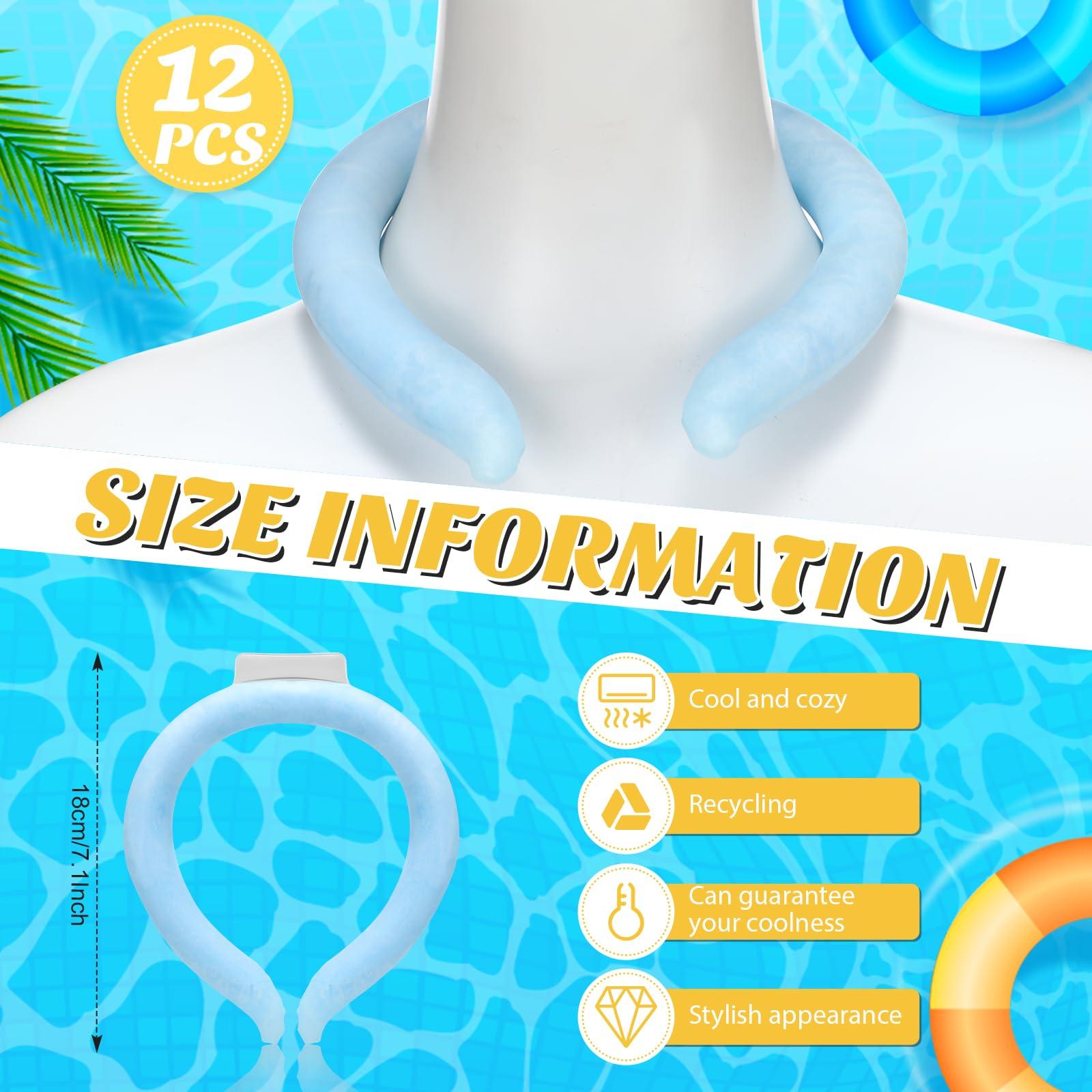 SiliFine SiliFine 12 Pcs Cooling Neck Wraps Reusable Ice Neck Cooler Wearable Ice Packs Tube Ice Collar Ring Hands- Free Gel, Freeze Below 78 Fahrenheit for Hot Weather Summer Outdoor Heat Dissipation