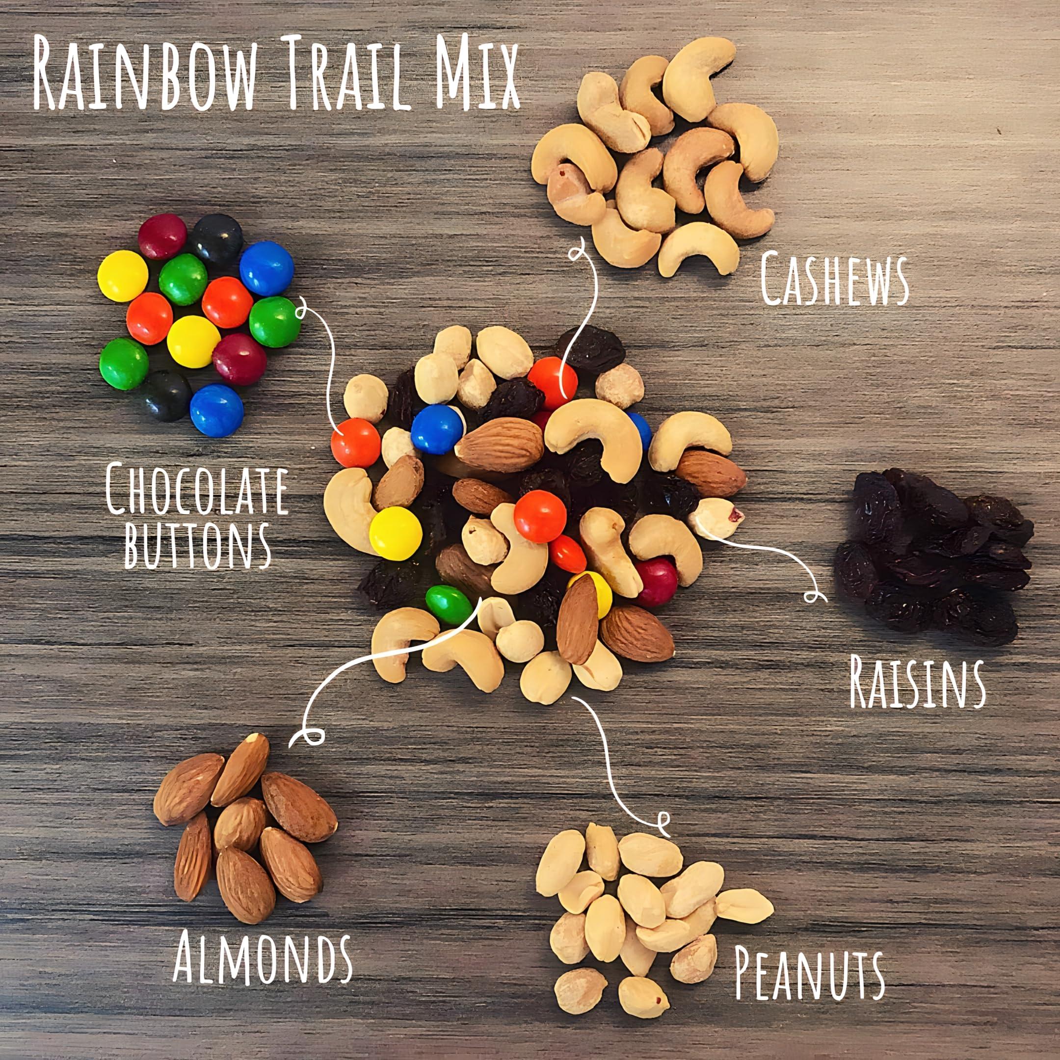 Premium Orchard MIXED NUTS Rainbow Trail Mix by Premium Orchard - Healthy Trail Mix Variety Pack Peanuts Raisins Cashews Almonds Chocolate Buttons Heart Healthy Snacks for Adults and Kids Snacks Gluten Free Snacks