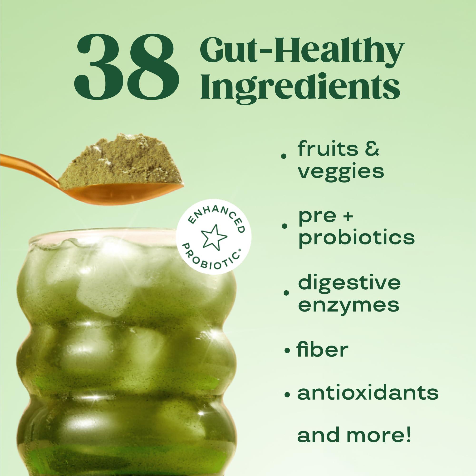 Bloom Nutrition Bloom Nutrition Superfood Greens Powder Stick Packs, Digestive Enzymes with Probiotics and Prebiotics, Gut Health, Bloating Relief for Women, Chlorella, Green Juice Mix, 18 SVG, Tropical Variety