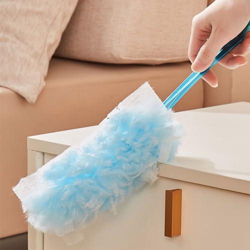 Ldbuejiaja Electrostatic Dust Duster Dust Remover FluffysFiber Brush Head Air-Condition Feather Duster Household Desk Cleaning Tool Washable Cleaner Wand Easy to Use Handle Fine Particle Fiber