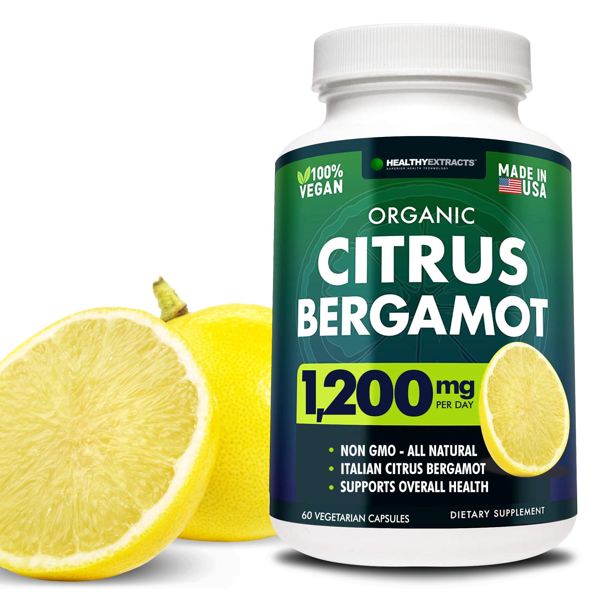 HEALTHYEXTRACTS Healthy Extracts Citrus Bergamot Supplement  150:1 Extract, 1200mg per Serving, 80% Polyphenols, Supplement for High Cholesterol, Italian Sourced, 60 Count, 1 Month Supply, Made in the USA