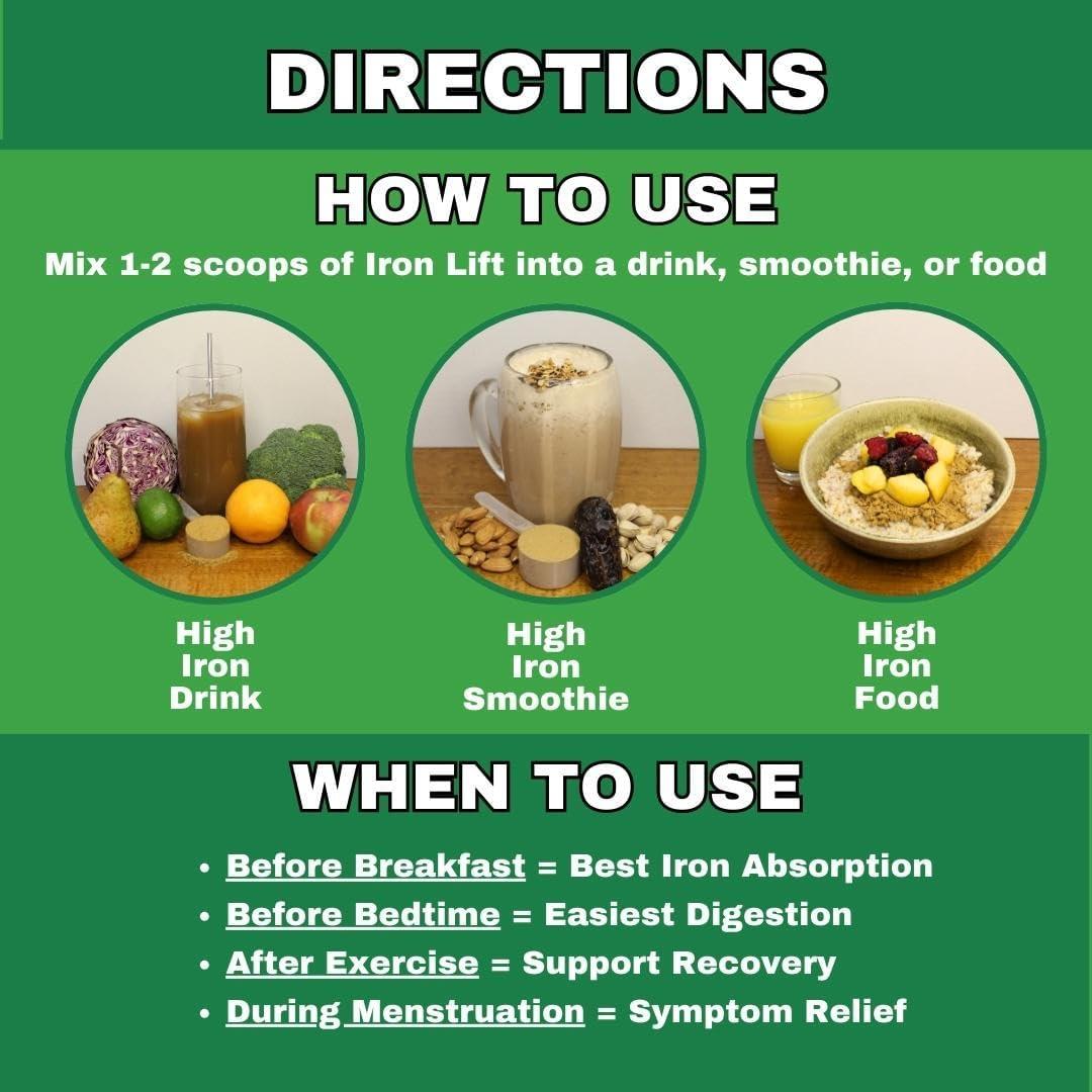 Smart Eats Smart Eats Iron Lift | Powder Iron Supplement | 30mg Iron, 20g Protein, 6g Fiber | 150% Vitamin D | Vegan | Blood Support | Easily Digested | High Iron Drinks | Boost Energy | Chocolate | 30 Scoops