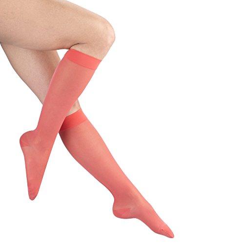 Truform Truform Sheer Compression Stockings, 15-20 mmHg, Women's Knee High Length, 20 Denier, Pink, Medium