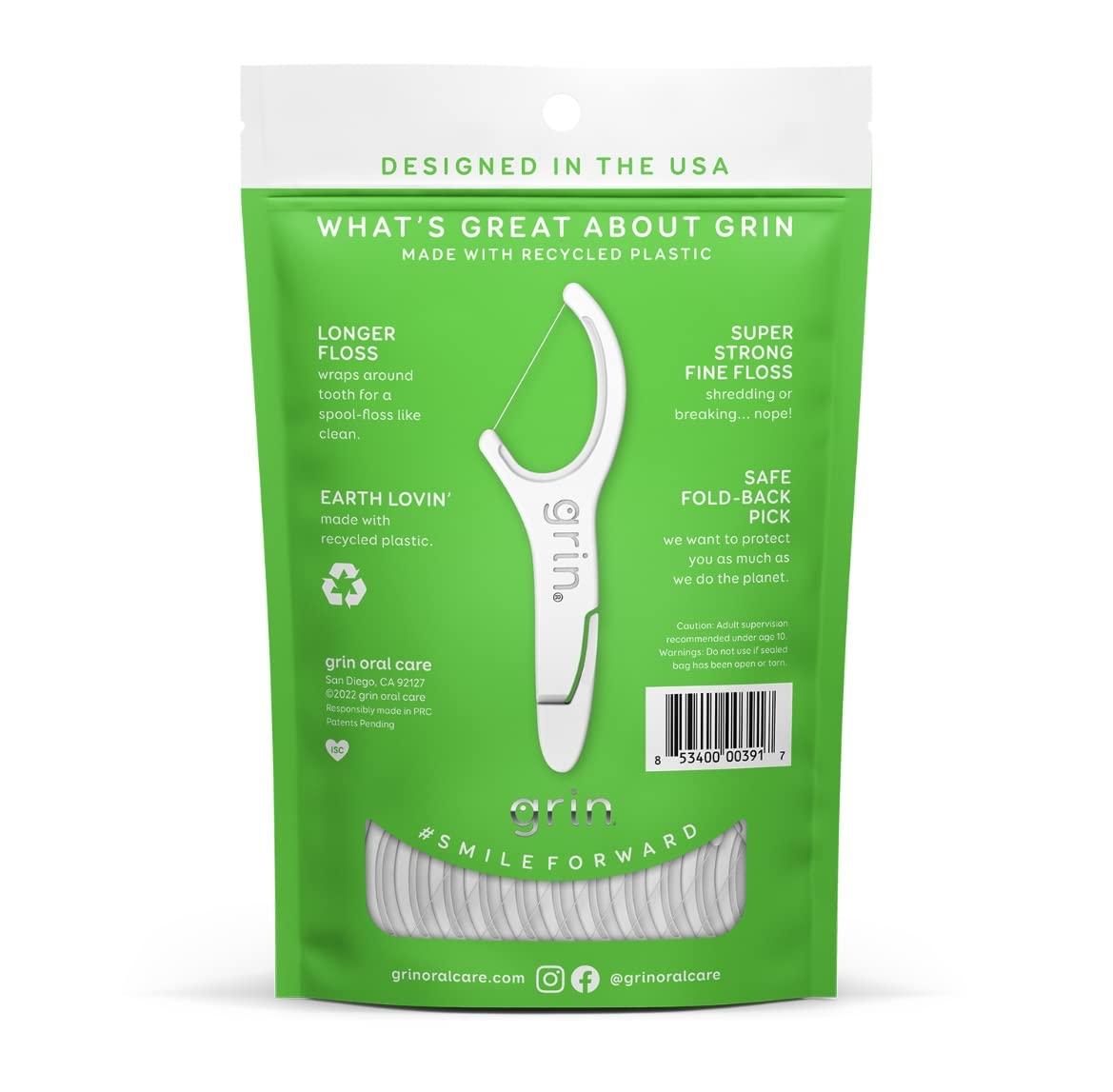 Grin GRIN | Dental Floss |3 Packs of 60 (Fine Fin Tight Teeth Dents Serres)