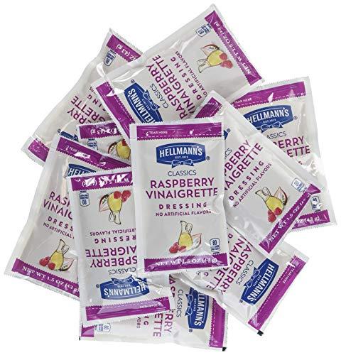 HELLMANN'S Hellmann's Classics Raspberry Vinaigrette Salad Dressing Portion Control Sachets Gluten Free, No Artificial Flavors or High Fructose Corn Syrup, Colors from Natural Sources, 1.5 oz, Pack of 102