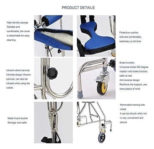 AMydio Standing Walker Medical Walker Rollator Walker with 6 Wheels and Seat Adult Standing Walking Frame Stainless Steel Anti-Rollover Rehabilitation Training Mobility Aid for The Elderly