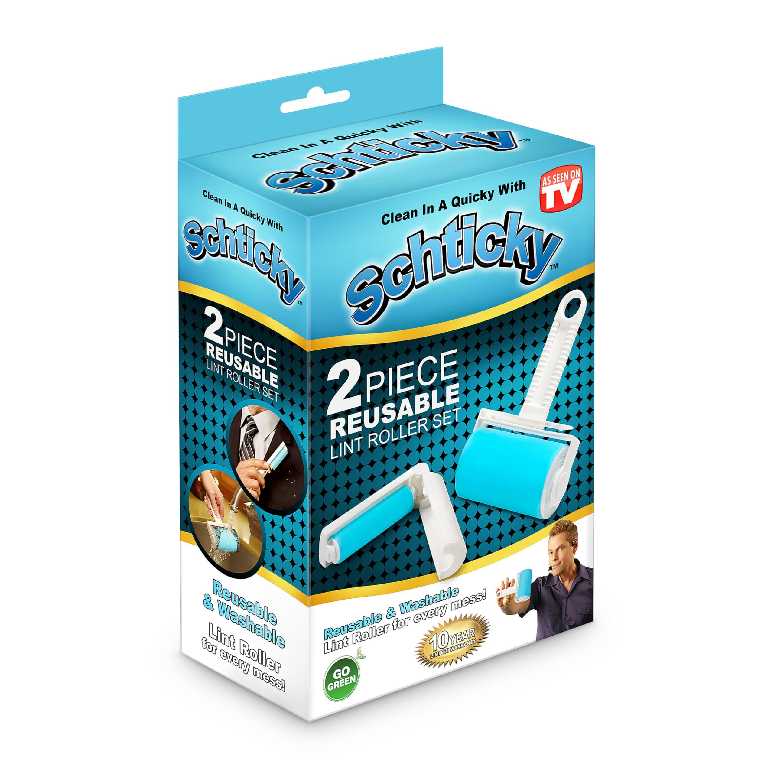 Schticky Schticky Lint Roller Set - Reusable & Washable Lint Roller Cleaner for Clothes Sofa Furniture Car Cat Dog Hair - Clean in a Quicky with Schticky (2 Piece)